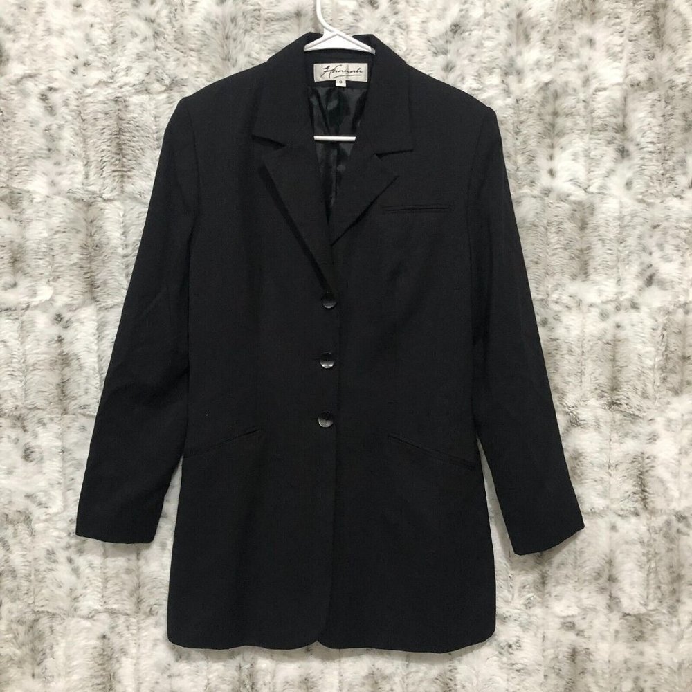 HANNAH Women's 3-Button Tuxedo Blazer - Black Size 8